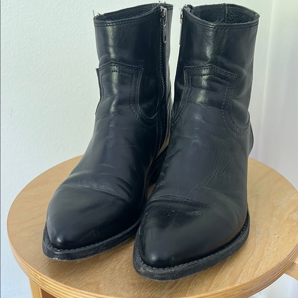 FRYE Black Ankle Boots Side Zip Billy